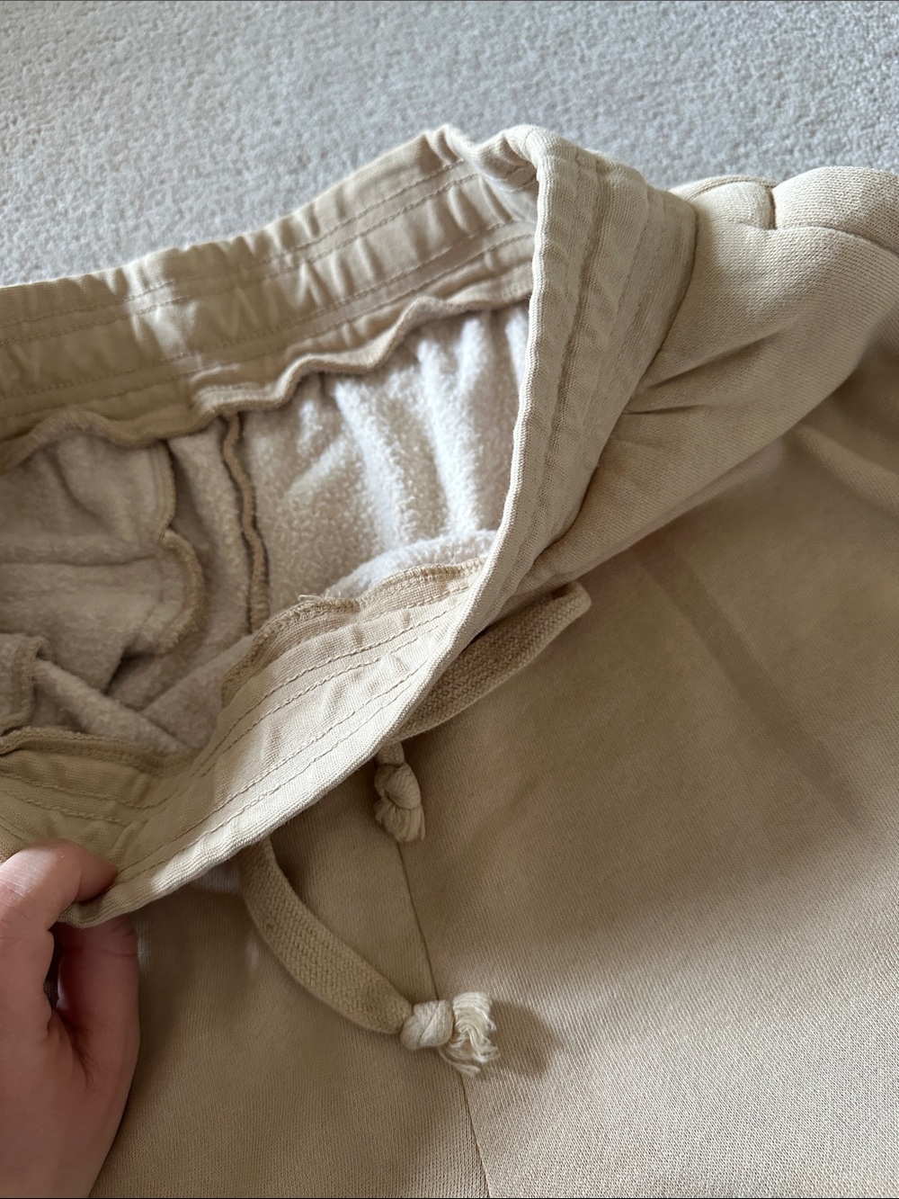 Summer Fridays Beige Drawstring Fleece Shorts! - Picture 5 of 9